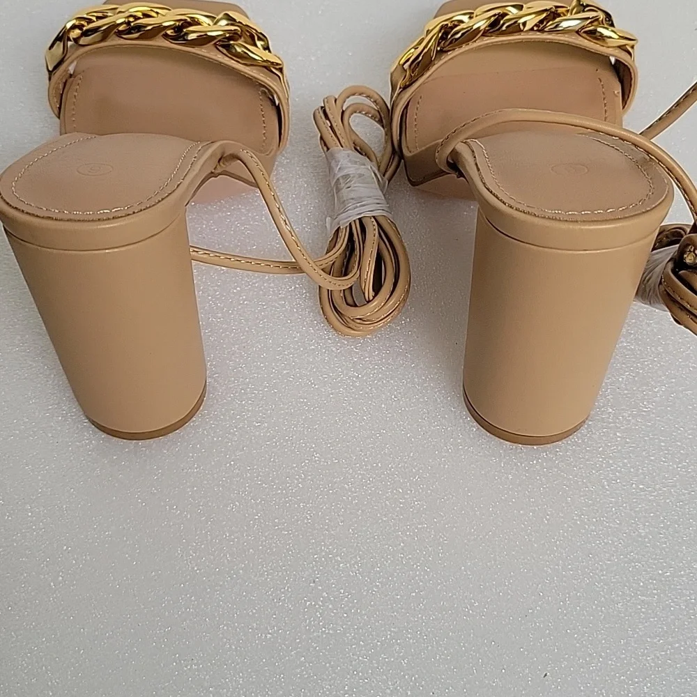 Women's Sandals, Square Open Toe, Chunky Block Heel, Ankle Strap - Picture 9 of 9